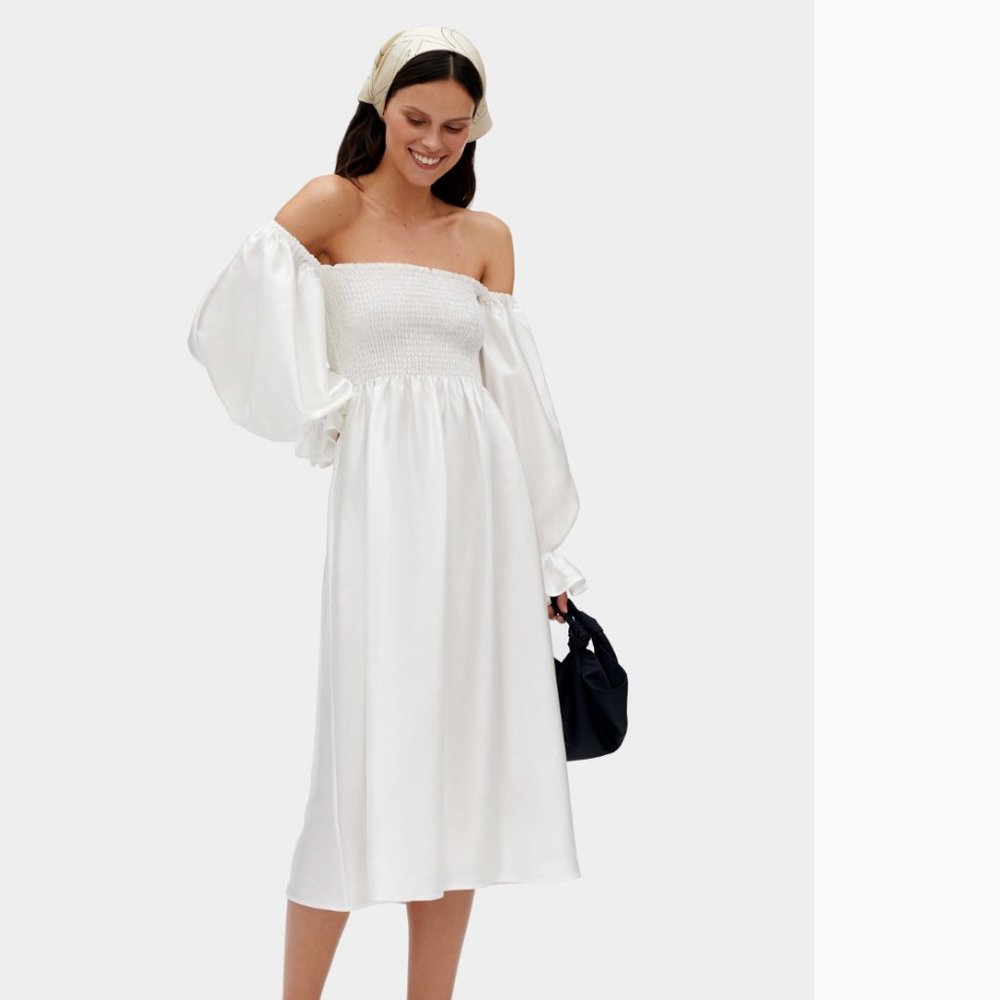 Sleeper Atlanta Silk Dress in White